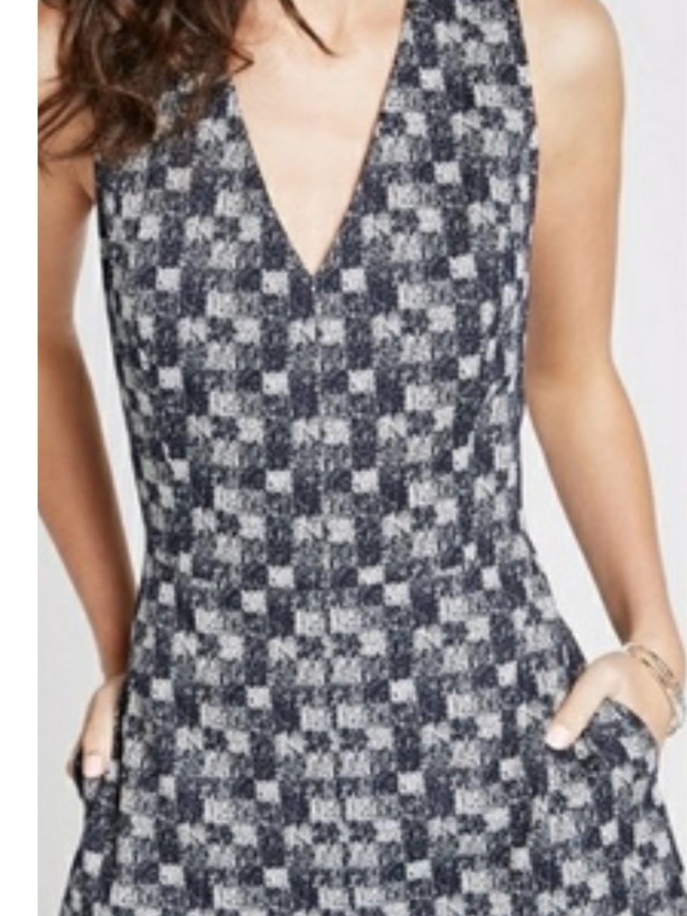 BCBGeneration Navy Multi Checkered Jacquard Skort Romper Small